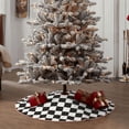 thumbnail image 6 of Balery Black and White Checkerboard Printed Christmas Tree Skirt , Merry Christmas Party Christmas Tree Decoration,Adjustable Tree Skirt-, 6 of 8