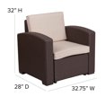 thumbnail image 2 of Chocolate Brown Faux Rattan Chair with All-Weather Beige Cushion, 2 of 9