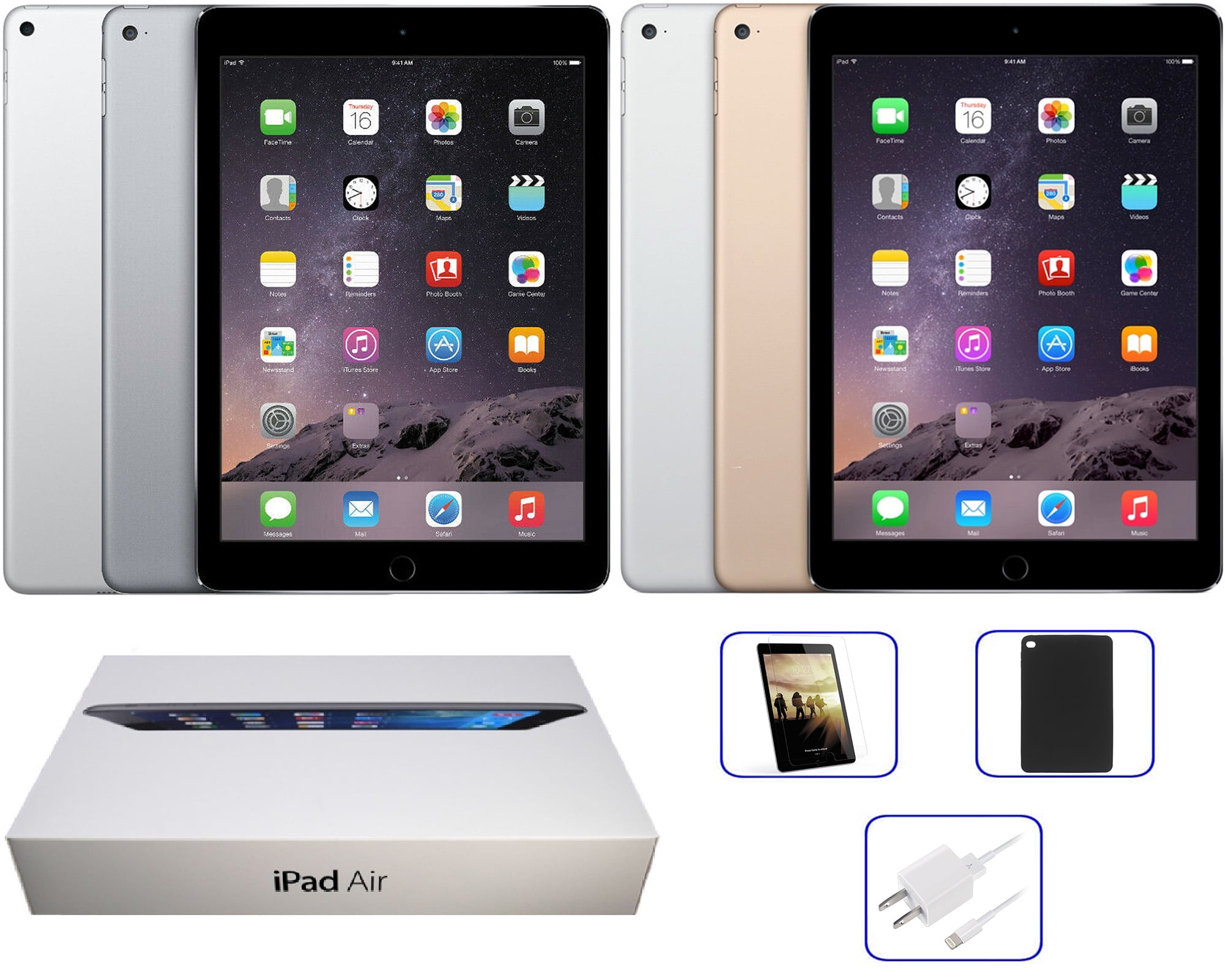 Apple iPad Air 2nd Gray Silver Gold WiFi Unlocked 16GB 32GB 64GB 128GB 