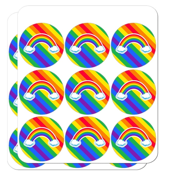 Double Rainbow with Clouds 2" Planner Calendar Scrapbooking Crafting Clear Stickers