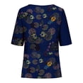 thumbnail image 4 of Tops Florales para las Mujeres Impreso Suéter Cuello Redondo Manga Corta, Ligero Y Casual Tops Cortos para las Mujeres, 4 of 9