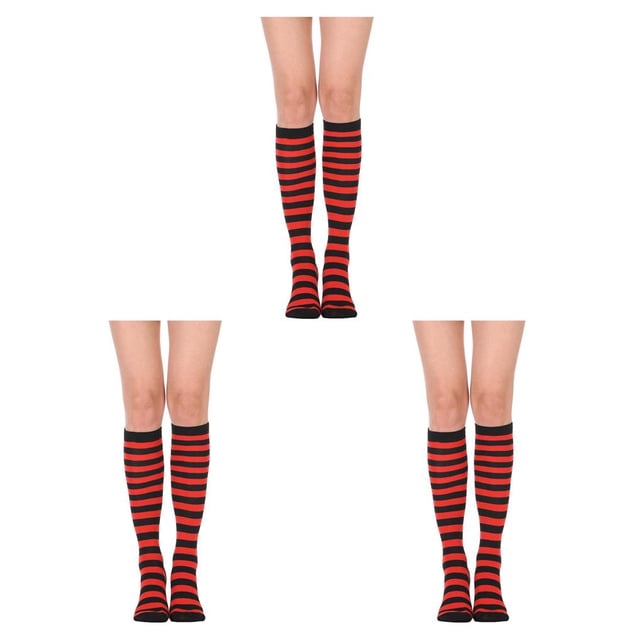 Calcetines hasta el muslo Qarigey a rayas Botas de calcetín estilo simple Día de San Valentín
