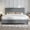 Grey, variant on Papajet 43.7"H King Bed Frame, Upholstered Metal Platform Bed with Vertical Channel Tufted Headboard, Soft Fabric & Strong Metal Slats, Cream