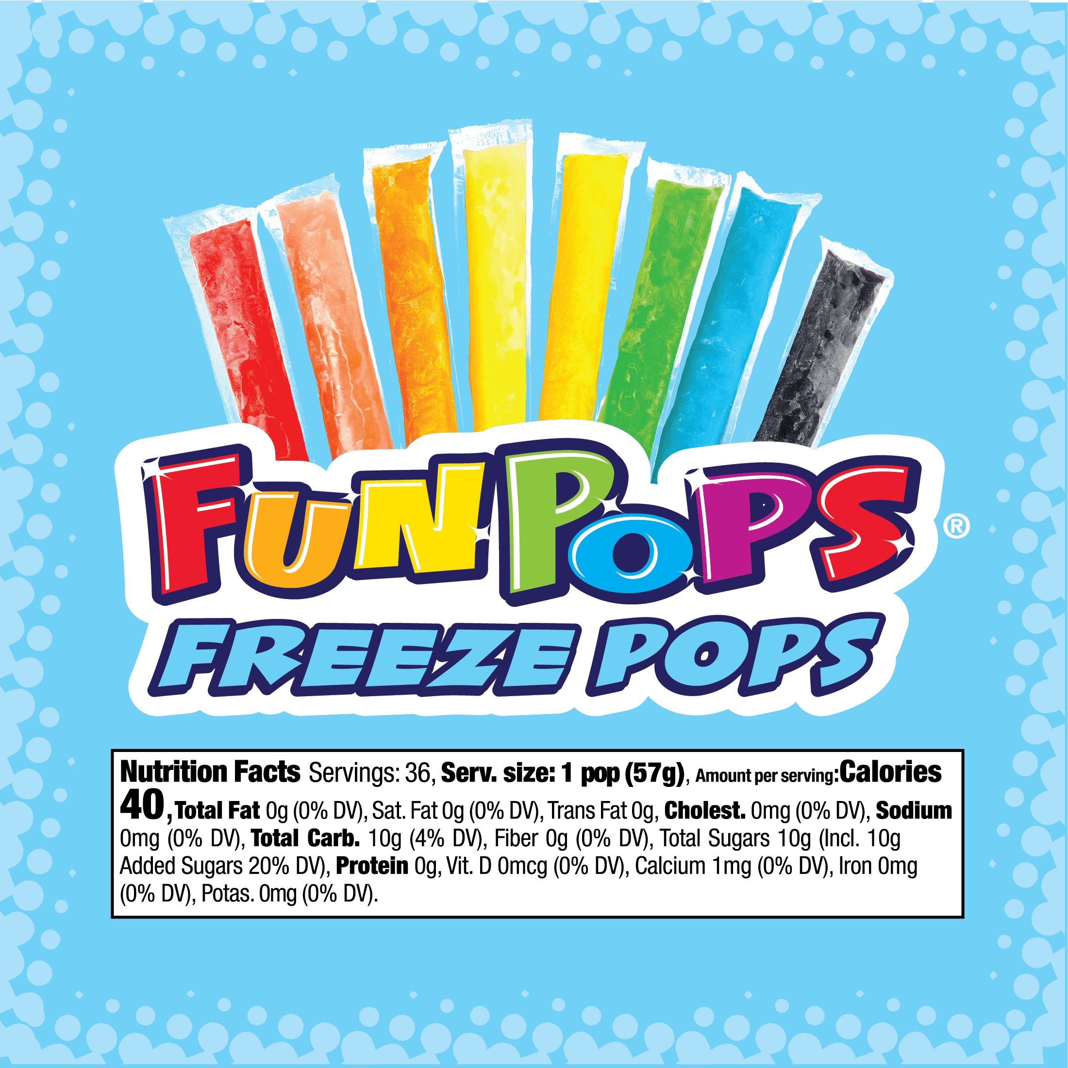 FunPops Assorted Freeze Pops – Family Pack, 72 Count, 2 oz Each