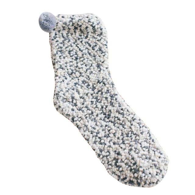 Women Socks Pom Pom Thick Warm Creative Fuzzy Crew Socks Sleeping Socks with Box