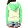 thumbnail image 2 of POLERO Girls Zip Up Cropped Hoodies Teen Long Sleeve Cartoon Cats Yellow Green Print Sweatshirts Kids Fall Casual Jacket with Pockets, 11-13 Years, 2 of 7