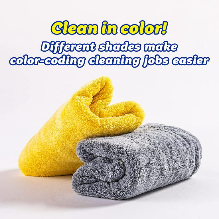 Scrub Daddy Microfiber Cloths - All Purpose Super Soft & Ultra Plush  Microfiber Towels - Contains Grey & Yellow Cleaning Rags, 2 Count