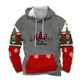 thumbnail image 1 of Sudadera con capucha para hombre, informal, con cordón, estampado navideño, deportiva, blusa de poliéster, 1 of 4