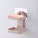 thumbnail image 3 of Soporte de jabón de doble capa para colgar en la pared del baño, estante de almacenamiento sin perforaciones (rosa), 3 of 8