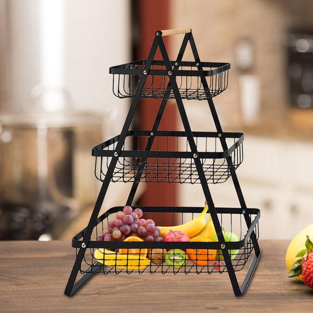 Fruit Basket Display Stand Rack Cake Stand Bread Basket for Candy Desserts Black Macarena puesto de cesta de frutas
