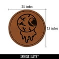 thumbnail image 2 of Oozing Eyeball Halloween 2.5" Faux Leather Round Engraved Iron-On Patch - Brown, 2 of 6