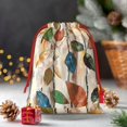 thumbnail image 6 of Super Soft Fabric Gift Bag Contraction Free Bag Mouth Pull Rope Design Red Ribbon Mouth For The Festival Abstract Leaves (4) Small, 6 of 8