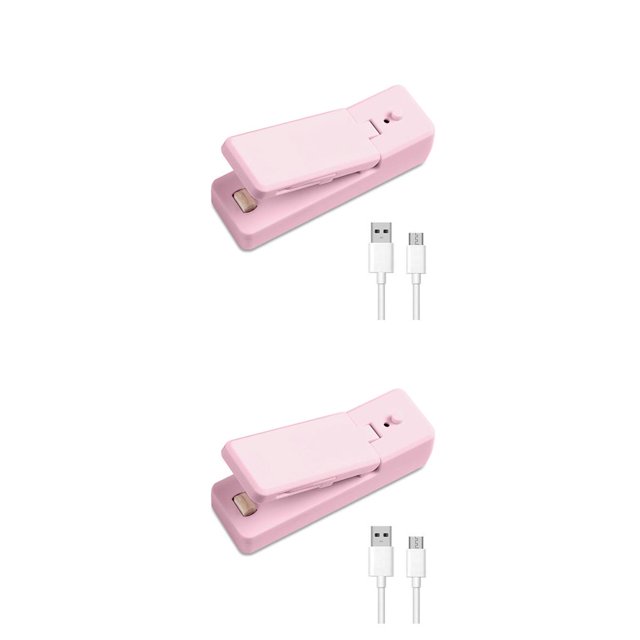 Bewildely Mini sellador térmico 2 en 1, máquina de sellado de bolsas de mano para cocina, sellado Manual portátil para el hogar, taponadora de Rosa 2piezas Bewildely CBP164562