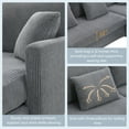 thumbnail image 5 of 87" L-shaped Sectional Sofa with Reversible Chaise, 4-Seater Corduroy Upholstered Convertible Sleeper Couch with 3 Pillows, Thick Cushion Deep Seat Sofa for Living Room, Skirted Design,  Gray, 5 of 8