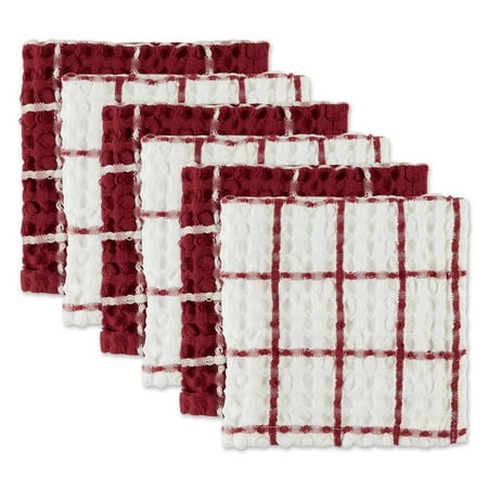 

Barn Red Windowpane Washed Waffle Dishcloth 6 Piece