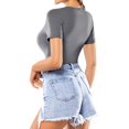 thumbnail image 3 of Body MANGOPOP con cuello en V profundo y manga corta para mujer, 3 of 6
