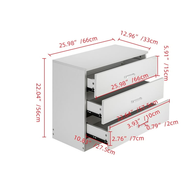 3-DRW Chest White アシュレイ家具　アメリカ Modern 3-Drawer Chest, White Dresser for Bedroom & Closet