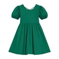 thumbnail image 4 of Mitankcoo Girls Puff Mini Dresses Crew Neck Short Sleeve Cross Back A-Line Dress for Everyday & Vacation Wear, 4 of 8