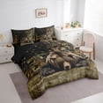 thumbnail image 2 of Castle Fairy Animal Bear American Flag Queen Bedding 7pcs,Vintage Camo Wildlife Bedding Comforter Set Queen,Olive Brown Tan,Black Reversible, 2 of 7