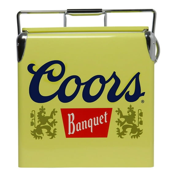 Coors Banquet Retro Ice Chest Cooler with Bottle Opener 13L (14 qt), Yellow and Silver