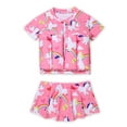 thumbnail image 1 of GYRATEDREAM Girls Two Pieces Swimsuit 2-6Y Toddler Float Rash Guard Bikini Skirt Bathing Suit, 1 of 7