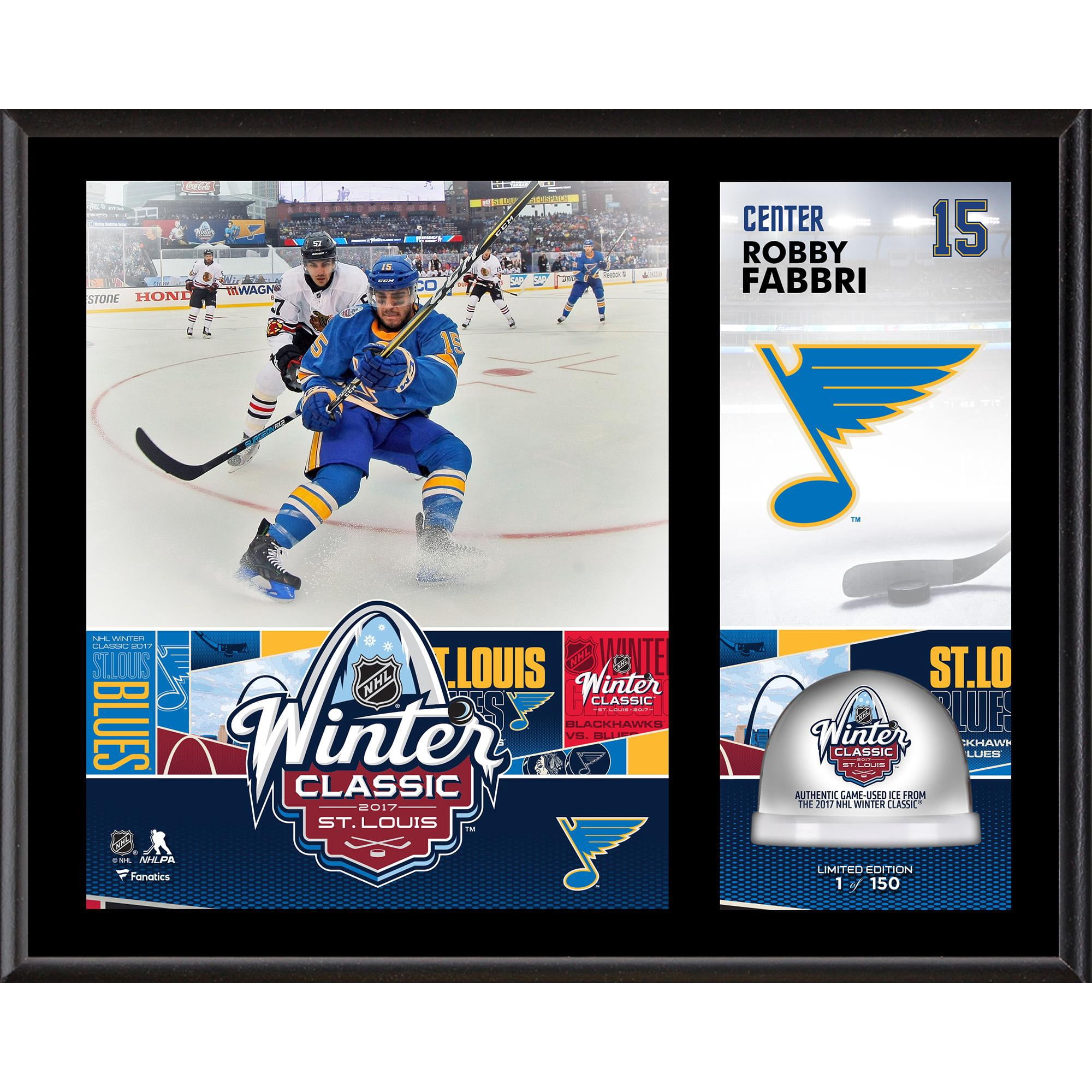 Robby Fabbri St. Louis Blues 12" x 15" 2017 Winter Classic Sublimated Plaque with Game-Used Ice - Limited Edition of 150