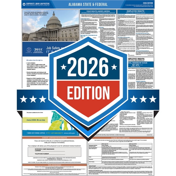 Corporate Labor Law Posters :: 2026 Alabama State & Federal Labor Law Posters All in one [Plain Paper-English]