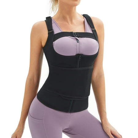 

Gotoly Women Neoprene Sauna Sweat Waist Trainer Corset Trimmer Vest Tummy Control Body Shaper(Black X-Large)
