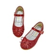thumbnail image 3 of Wazshop Children Mary Jane Glitter Flats Round Toe Dress Shoes Comfort Low Top Princess Shoe Kids Ballet Flat Shiny Sparkling Red 12C, 3 of 5