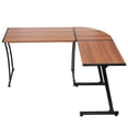 thumbnail image 2 of ZENY Modern L-Shaped Computer Desk with Sturdy Metal Frame - Walnut Finish Ergonomic Workstation, 2 of 12