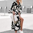 thumbnail image 1 of mtvxesu Robes Grande Taille, Robe Mi-Longue à Manches Longues à Col Rabattu pour Femme, Style Mode Printemps/été, Robes Midi, 1 of 9