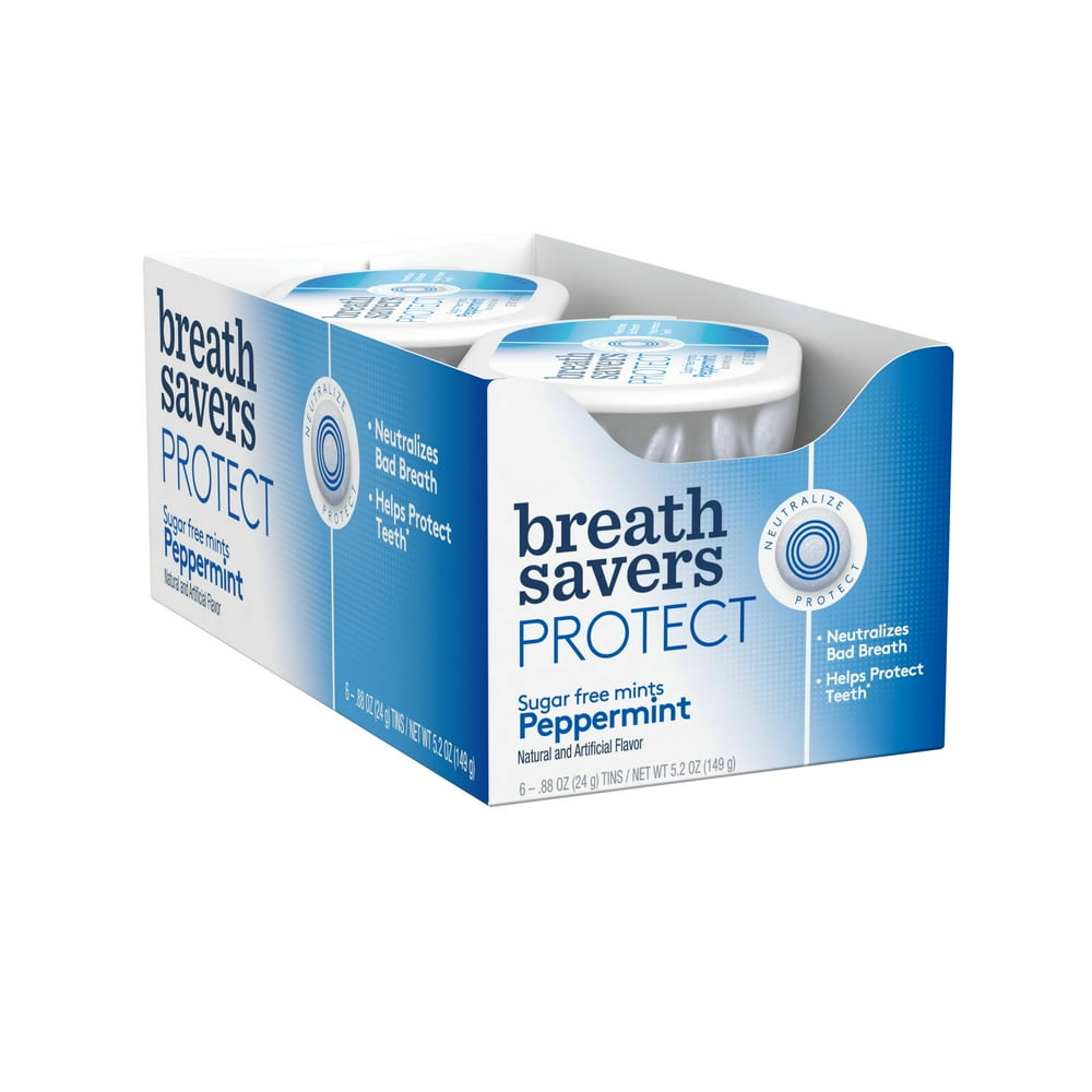 Breath Savers Protect Peppermint Mints, 0.88 Oz., 6 Count