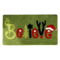 Christmas Believe Bathroom Rugs, Cute Non-Slip Rug for Winter Holiday Decorations, Funny Square Bath Mat for Bedroom Kitchen