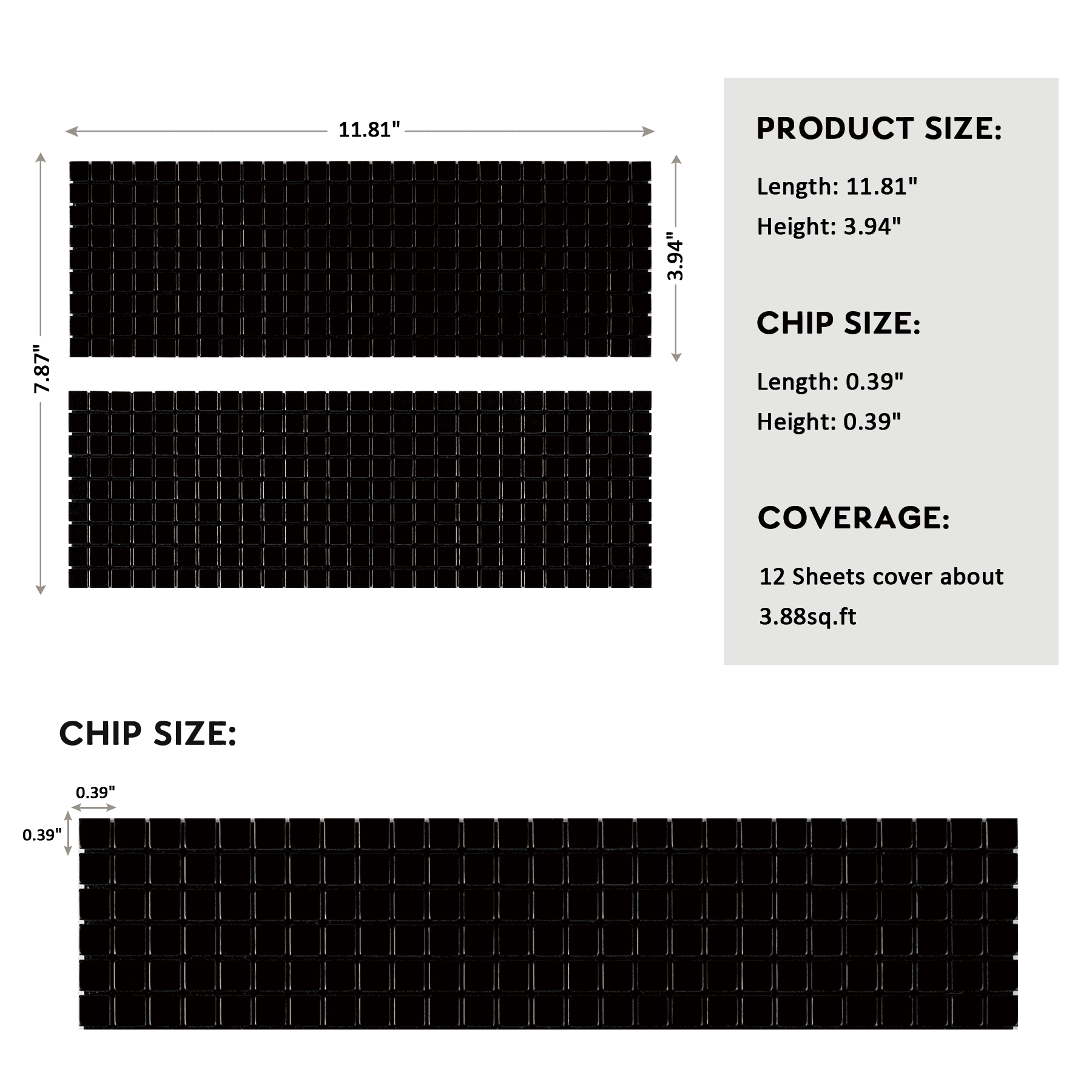 12-Sheet Peel and Stick Backsplash Tiles, Black Aluminum Mosaic 3D Self-Adhesive Wall Tiles Stick on Backsplash for Kitchen Bathroom Fireplace