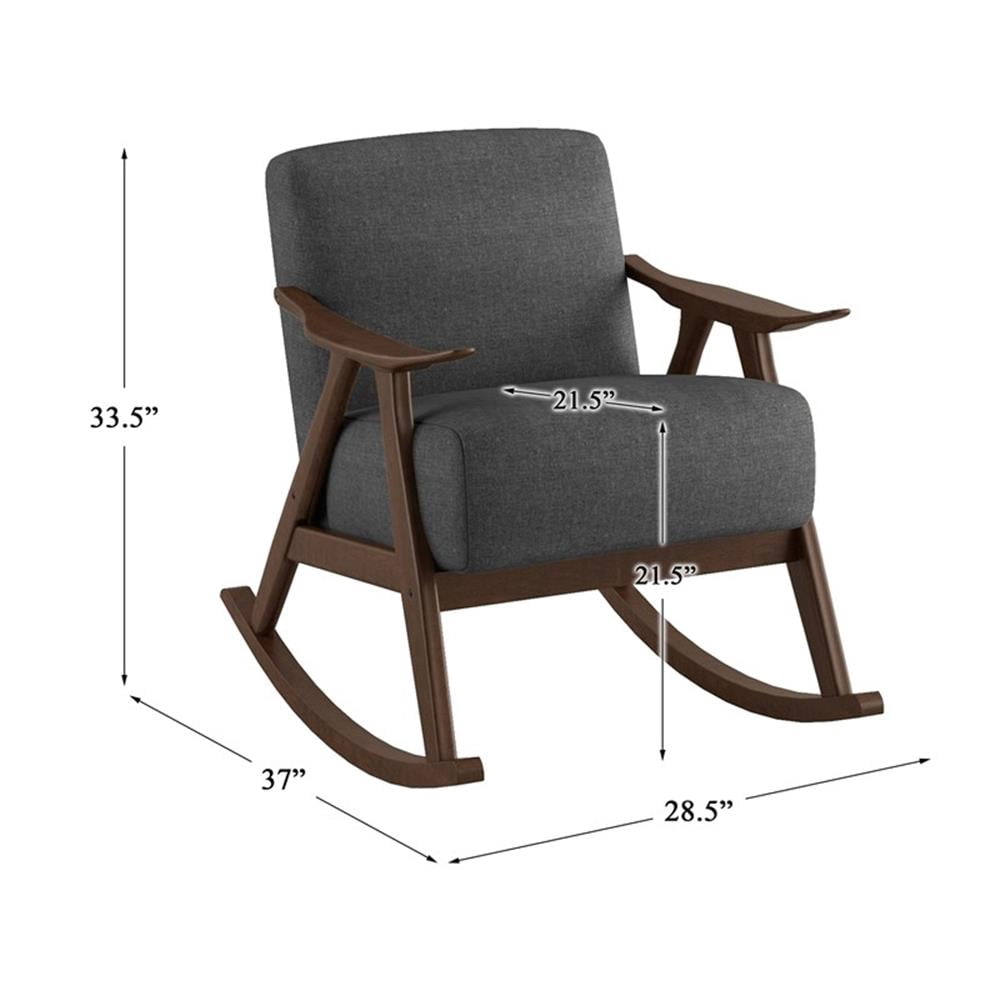 Lexicon Waithe Mid-Century Fabric Rocking Chair in Dark Walnut/Dark Gray
