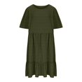 thumbnail image 6 of Tianiyouqing Sundresses for Women Birthday Plus Size Crew Neck Oversized Vacation Beach Dresses Cotton Linen Ruffle Tiered Layered Casual T Shirts Dresses Army Green 2XL, 6 of 7