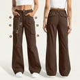 thumbnail image 4 of Sakmal Travel Pants Women with Pockets Cargo Brown Long Comfy Pants for Women S-XXL, 4 of 7