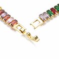 thumbnail image 5 of Gold-Tone Brass Cubic Zirconia Link Chain Smooth Tennis Bracelet Multicolor T166, 5 of 5