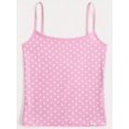 thumbnail image 4 of Pink Polka Dot Square Neck Spaghetti Strap Ruched Crop Tank Top For Women, 4 of 5