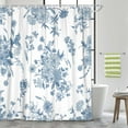thumbnail image 4 of Blue Floral Botanical Shower Curtain, Vintage Retro Boho Floral Blossom Pattern Aesthetic Flower Shower Curtains for Bathroom, Fabric Bathroom Decor Shower Curtain Set with Hooks,70X84, 4 of 6