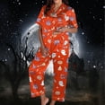thumbnail image 2 of Under $20 Halloween Pajamas CNJKEHIUV Women's Halloween Pajamas Fall 2-Piece Plus Size Pumpkin Short Sleeve Top & Long Pants Sleepwear Soft Pajama Lounge for Sleep, 2 of 5