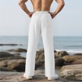 thumbnail image 5 of Men's Textured Straight Leg Loose Pants, Casual Relaxed Fit Workout Stretch Trousers for Spring Fall and Daily Comfort,White,2XL, 5 of 6