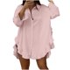 thumbnail image 3 of Sudadera corta,Camisa de solapa de color liso para mujer, jersey holgado con volantes en el bajo, blusa de poliéster de manga larga, top informal de moda para el trabajo, sopatenor, 3 of 9