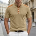 thumbnail image 2 of IWRICH Men's Waffle Knitted Polo Shirts Lightweight Work Business Formal T-Shirt Button up Casual Tops Khaki S, 2 of 4