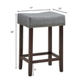 thumbnail image 3 of Giantex Wood Saddle Stools, Dining Chair w/Upholstered Cushion for Kitchen, Pub, 3 of 6