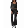 thumbnail image 2 of 2 Piece Square Neck Lounge Set Womens Wide Leg Pants Slightly Crop Top Sweatsuit Sets Dark Gray S, 2 of 9