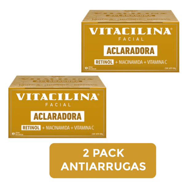 2 Pack Crema Aclaradora Facial Despigmentante Vitacilina 100g con Retinol, Niacinamida y Acción Hidratante para Reducir Manchas y Mejorar el Tono de la Piel | Tratamiento Anti-envejecimiento