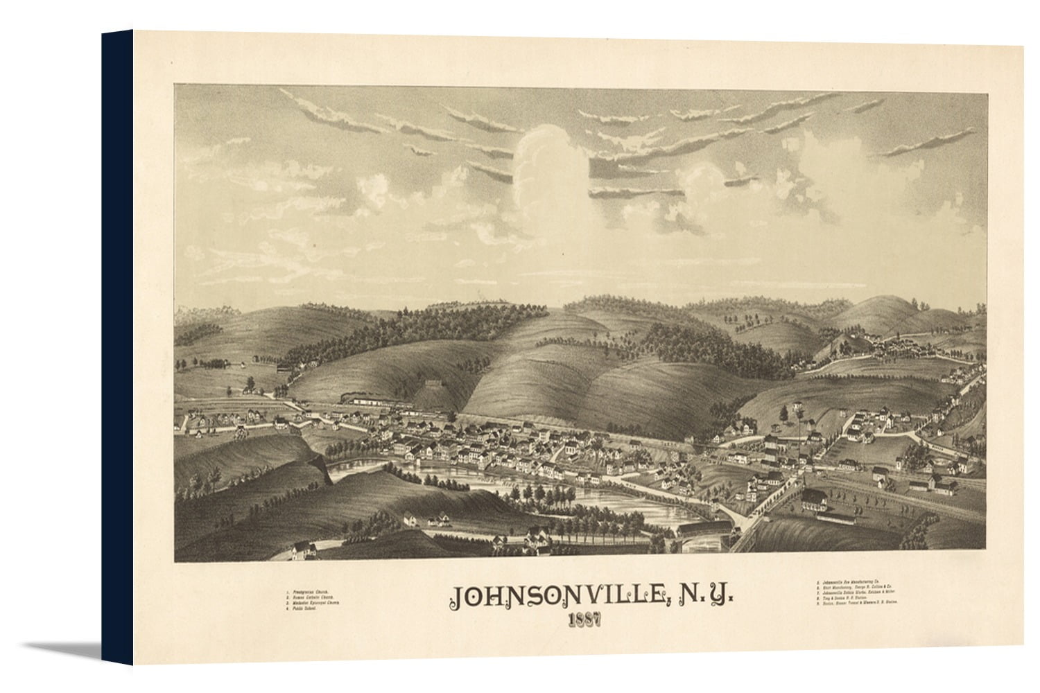 Johnsonville, New York Panoramic Map (18x10 Gallery Wrapped Stretched Canvas)
