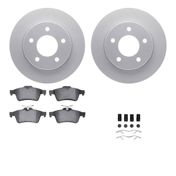 Dynamic Friction Company Rear Geospec Brake Rotors with 5000 Advanced Brake Pads includes Hardware 4512-80062