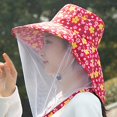 thumbnail image 4 of Hsqqdc Red Mosquito Net Hat Mesh Face Cover Insect Proof Sun Shade Bucket Cap Outdoor, 4 of 7
